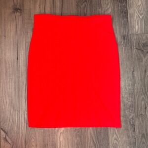 Carmen Marc Valvo Red Pencil Skirt Size 8 Gold Zipper Knee Length‎